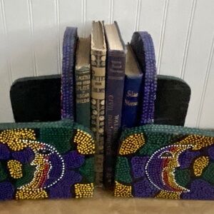 Afro-Caribbean Artifacts. Pair of Chairs, Bookends, Decorative Wood Painted Art